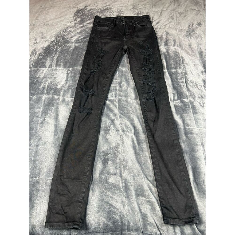 AGOLDE Sophie High-Rise Distressed Skinny Jean – Black size 24‎